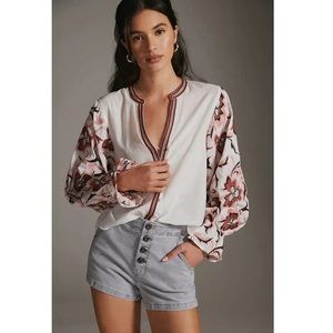 BY ANTHROPOLOGIE | V-Neck Embroidered Blouse Size S, BNWT